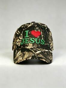 1pc Women Camo Hat I LOVE JESUS Embroidery Baseball Cap Adjustable Design Stylish Hiking Hat Perfect For Outdoor Activities Hiking And Everyday Wear. - Camouflage - View 11
