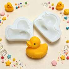 1pc Cartoon Simple Yellow Duck Silicone Mold, Handmade Simple Desktop Decoration, Can Be Made Of Resin Dropper Or Clay, Easy To Demold, And Reusable Mold. - White - View 1