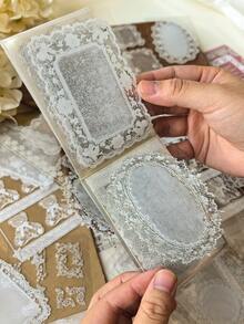 1 Book 30 Sheets Vintage White Lace Trim Decorative PET Stickers For Planner - DT1846 - View 3