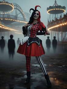 Halloween Costumes, Circus Spirit, Clown Cosplay Costumes, Adult Dresses, Carnival Stage Costumes, Performance Costumes - Multicolor - View 4