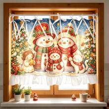 1PC Kitchen Curtain, Snowman Family Pattern Multi-Functional Protective Apron Curtain, Suitable For Oven Stove Cover, Cabinet Protection Board, Appliance Decorative Cover, Country Style And Daily Kitchen Decor, Heat-Resistant And Insulating Cover For Home Kitchen, Easy To Store, Beautiful - Multicolor - View 6
