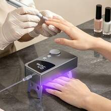 可攜式 2 合 1 新款美甲護理套組：專業美甲磨甲機與 UV/LED 美甲燈，可完成美甲護理與固化過程，電動美甲修甲組，合金機身，專業美甲磨甲機 USB 充電 1200mAh 長效續航 - 彩色 - 查看 3