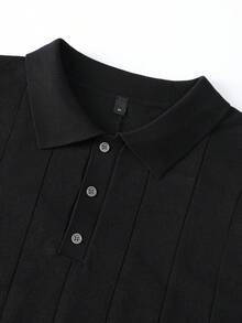 Men's Autumn/Winter Ribbed Button Sweater, Long Sleeve Casual Daily Outdoor Knit Pullover - Black - View 6