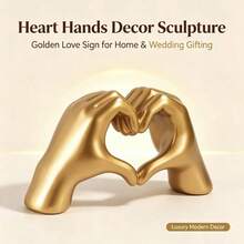 Small Heart Hand Sculpture Decor, Suitable For Living Room, Bedroom, Bookshelf, Coffee Table And Office Display, Love Finger Statue Modern Aesthetic Home Decor, Wedding, Christmas, Birthday Exclusive Gift (Random Color) - Multicolor - View 1