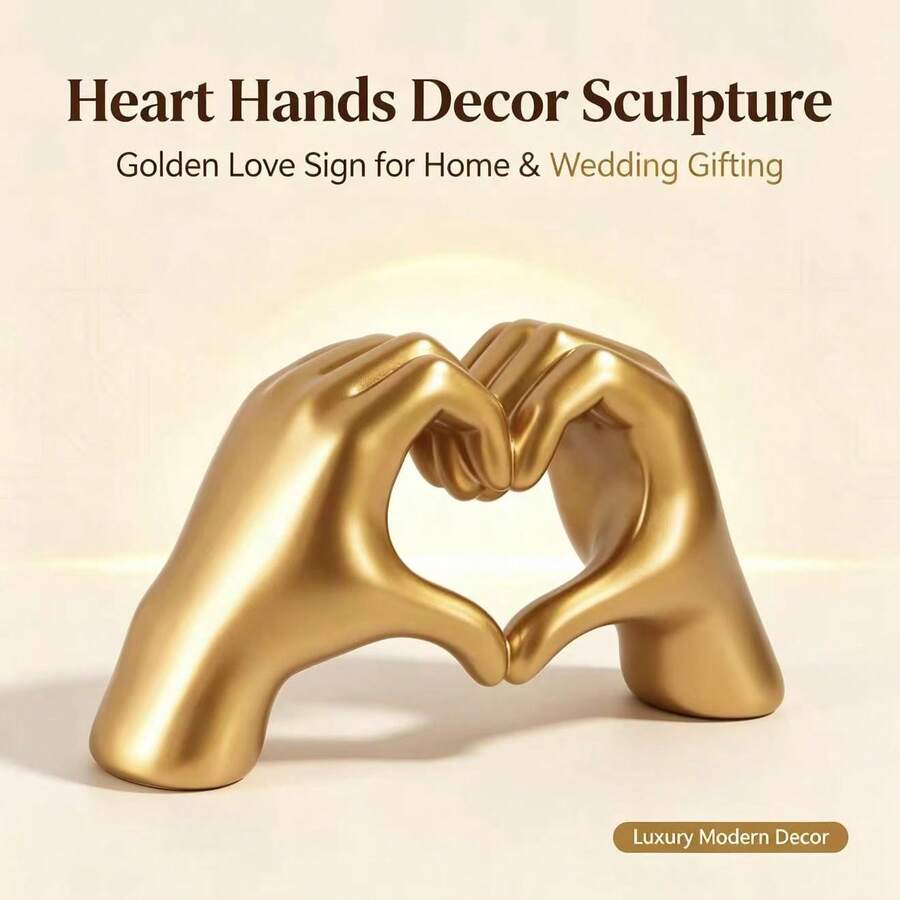 Small Heart Hand Sculpture Decor, Suitable For Living Room, Bedroom, Bookshelf, Coffee Table And Office Display, Love Finger Statue Modern Aesthetic Home Decor, Wedding, Christmas, Birthday Exclusive Gift (Random Color) - Multicolor - View 1