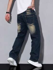 Boys Casual Elastic Waist Distressed Tapered Jeans, All Season - Medium Wash - View 2
