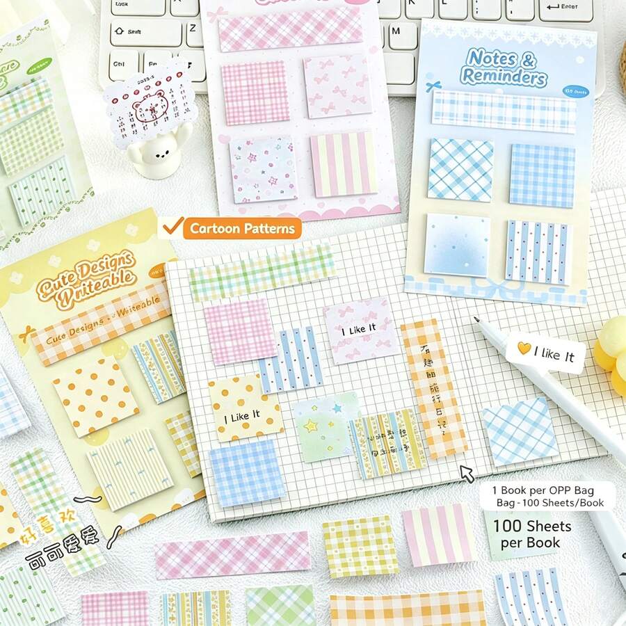 Mini Combination Sticky Notes, Simple Fresh Polka Dot Basic Memo Paper, Memo Stickers, Suitable For Notebooks, Diaries, Planners, Back To School Season, School Opening Season - one-size - View 1