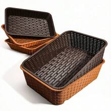 2pcs Multi-Purpose Storage Baskets, Woven-Style Plastic Baskets, Supermarket Display Baskets, Bathroom Clutter Storage Baskets, Jewelry Storage Baskets, Shower Caddy Storage Baskets - Multicolor - View 12