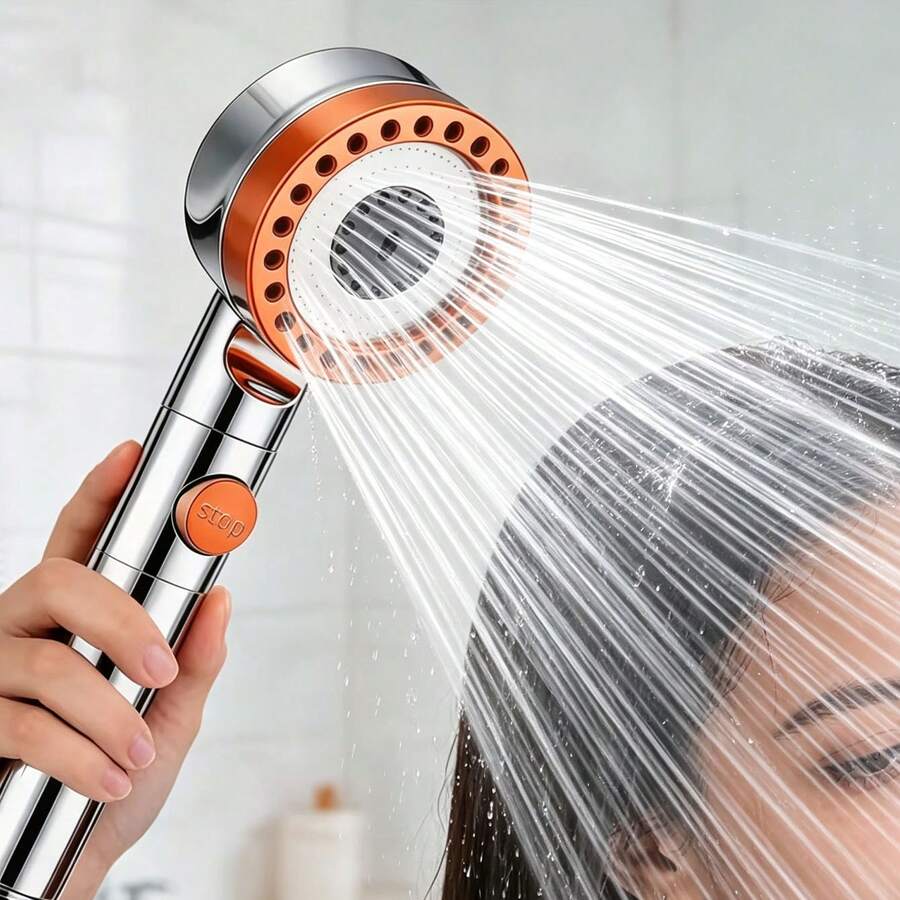 Handheld Shower Head With One-Touch Stop Button, Suitable For Home Bathroom Shower - Shower Head - View 1