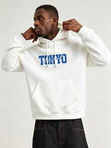 Men's Casual Sports Commute Versatile Blue Car Print Graphic Long Sleeve Hooded Pullover Fleece Sweatshirt - White - View 2