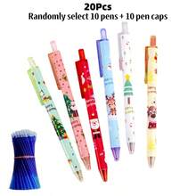 5pcs/20pcs Christmas Themed Retractable Gel Pens With Refills Set, Includes Random 10 Pens And 10 Refills, Suitable For Students' Daily Writing, Journaling, And As Christmas Gifts For Children From Parents - Multicolor - View 11