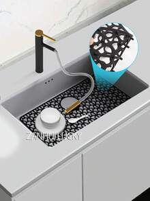 1pc Kitchen Sink Mat, Honeycomb Hollow Drainage Pad, Dish Sink Protector Mat With Drain Hole, Anti-Scratch Anti-Slip Sink Liner - Multicolor - View 6