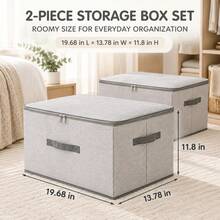 Gray And White Striped Fabric Storage Box, Full Zipper Design, Dual Fabric Handles, Foldable Dust-Proof Stackable Closet Organizer, Large Capacity Storage Container, Suitable For Clothes, Blankets, Bed Sheets, Toys, Bedroom Wardrobe, Dorm And Apartment Home Storage - Multicolor - View 12