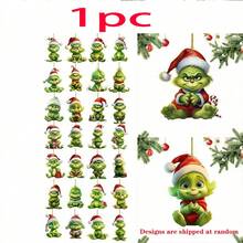 The Grinch 12 قطعة من زينة عيد الميلاد، زينة معلقة، ديكور شجرة عيد الميلاد المرح للمنزل Grin-Ch 2D (نمط عشوائي) - B - مشاهدة 9