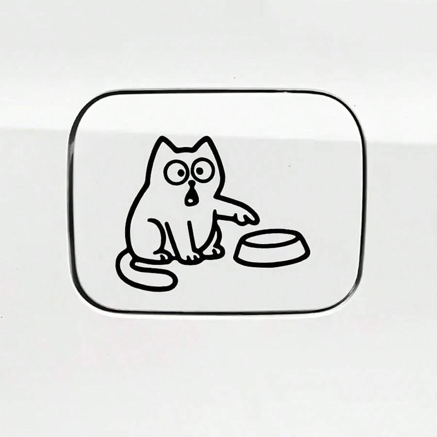1 Set Stiker Mobil Bertema Kucing Lucu, Terbuat dari Bahan Vinyl PVC Tahan Air dan Tahan Lama, Cocok untuk Tutup Tangki Bensin dan Lubang Pengisian Bahan Bakar