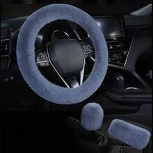 Set Sarung Setir Mobil Mewah Musim Dingin, Sarung Rem Tangan & Tuas Persneling Elastis, Aksesori Interior Mobil Anti-Selip Hangat Universal - MultiWarna - View 16