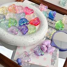 Solid Color Dripping Oil Smiling Face Acrylic Bear Head Pendant DIY Handmade Keychain Bag Hanging Accessories Gift Matching - Multicolor - View 3