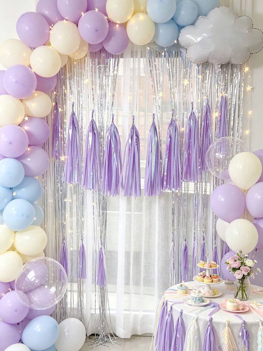 1/2/3 Bags Purple Iridescent Tassel Garland, Shiny Metallic Tassel ...