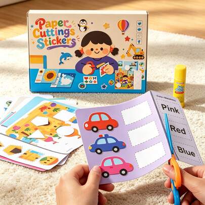 Kids Puzzles Learning Toy Eary Educational Toys For Kids Montessori Hand-Eye Coordination Toy Children Paper Cutting Stickers
