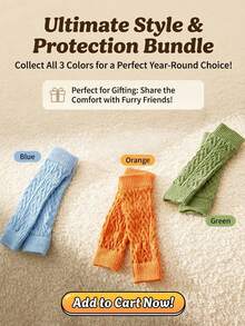 DomKim 4pcs/Set Knitted Dog Leg Sleeves, High Elastic Anti-Slip Pet Knee Pads, Ribbed Cuff, Joint Support Leg Fixation Socks, Winter Warm Paw And Leg Protectors, Prevent Injury, Suitable For Small, Medium And Senior Dogs Outdoor Walking In Cold Weather - Dusty Blue - View 12