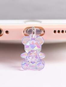 2pcs Transparent Bear Phone Charging Port Dust Plug Charm, Cute Mini Bear Pendant, Purple, Clear Or Pink Phone Accessory For Girls And Women - Multicolor - View 11