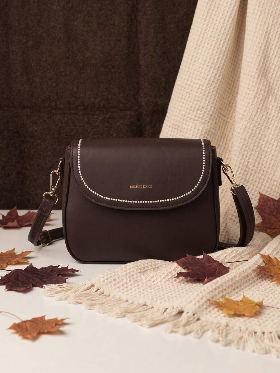1pc Solid Color PU Square Crossbody Bag, Elegant Minimalist Fashion Small Handbag For Women, Suitable For Shopping, Dating, Commuting, Shopping, Compact Wallet - Coffee Brown - View 1