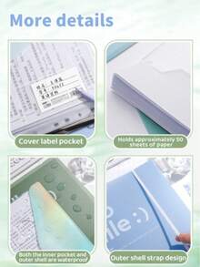 5/6pcs File Storage Bags, A4 Size, Detachable Inner Pages, Colorful Inner Pages, Paired With Minimalist Outer Shell, Portable, Suitable For Storing Test Papers, Notes, Home Organization, Office Document Organization, Back To School Stationery, Folders, File Bags - Multi-color - View 7