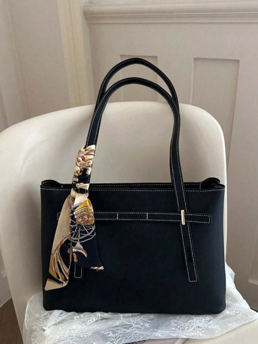 New Luxury High-End Pattern Versatile Women's Shoulder Bag Tote - Black - View 1