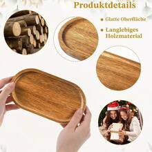 Versatile, Oval Mini Wooden Tray, 19 X 10.5 Cm, Suitable For Use At Home As A Snack Tray, Cosmetic Organizer, And Jewelry Tray - Brown - View 7