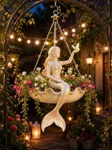 Fairy Ballet Mermaid Hanging Planter, Decorative Flower Pot With Chain, Fantasy Hanging Basket For Flowers And Trailing Plants, Suitable For Garden, Porch, Patio, Balcony, Indoor And Outdoor Decor - Multiple Styles - View 9