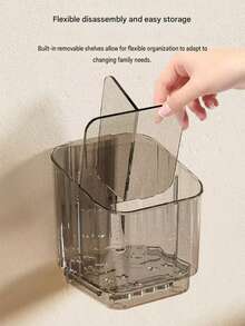 1pc Detachable Transparent Wall-Mounted Toothbrush Holder, Acrylic Bathroom Storage Organizer, Space-Saving Toothbrush Razor Skincare Storage Rack, Suitable For Vanity Countertop, High Transparency Acrylic Body, Minimalist Luxury Appearance, Keeps Bathroom Countertop Neat And Elegant, Detachable Divider Design, Flexible Space, Can Store Electric Toothbrush, Razor, Toothpaste, Skincare Bottles, Smooth Acrylic Surface - Acrylic Frame - View 5