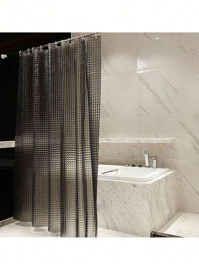 3D Crystal Clear Plastic Shower Curtain 180*180cm Thin Lightweight Ice Cube Plastic Bathroom Shower Display Inner Curtain With Plastic Grommet Holes