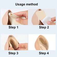 6pcs Thickened Soft Cushioning Heel Pads, Anti-Slip Shock Absorbing, Suitable For High Heels, Dress Shoes, Walking, Running, Unisex Heel Pads - Beige - View 7