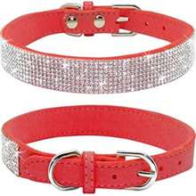 Dog Collar For Small Dogs, Lightweight Adjustable Microfiber Leather Suede Bling Dog Collars,Pink Dog Collar Cat Collar, Rhinestone Dog Collar. - Multicolor - View 10