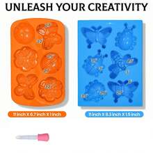4pcs Insects/Flower Appearance Silicone Mold/Dropper Set,Butterfly Flower Shaped Ladybug Design,Handmade Soap Mold,Candle Mold,Aromatherapy Plaster Mold,Epoxy Resin Mold,Very Suitable For Christmas/New Year Parties,Holiday DIY Crafts Gift,Home Decor - A - View 5