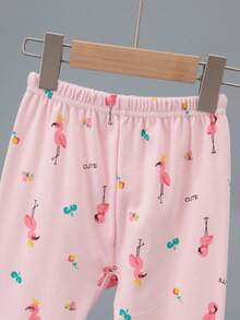 4 Sets Send 1 Set Random Color Girls Cartoon Pure Cotton Underwear Set Cute Print Medium Thick Long Sleeve Long Pants Loungewear Set Printed Thermal Top And Bottom - Multicolor - View 7