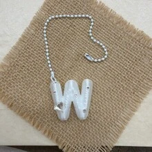 You Can Make Your Own White Diamond Letter Car Rearview Mirror Hanger. It Features A Silver Bead Chain Design, With An Elegant Shiny Cream Texture. It Can Be Easily Hung On The Car's Rearview Mirror And Is A Charming Interior Decoration For Your Car. - Letter Pendant - View 57
