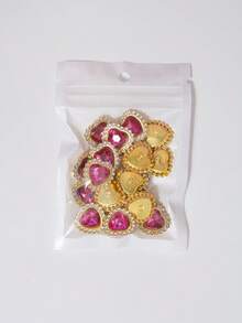 20/35/60/95pcs/Bag Mixed Color, Solid Color Heart-Shaped Rhinestone Decor With Gold Base, Suitable For Phone Cases, Bags, Shoes, Clothing Accessories And Jewelry Making DIY Crafts, Multiple Colors Available - Heart-shaped Diamond - View 69