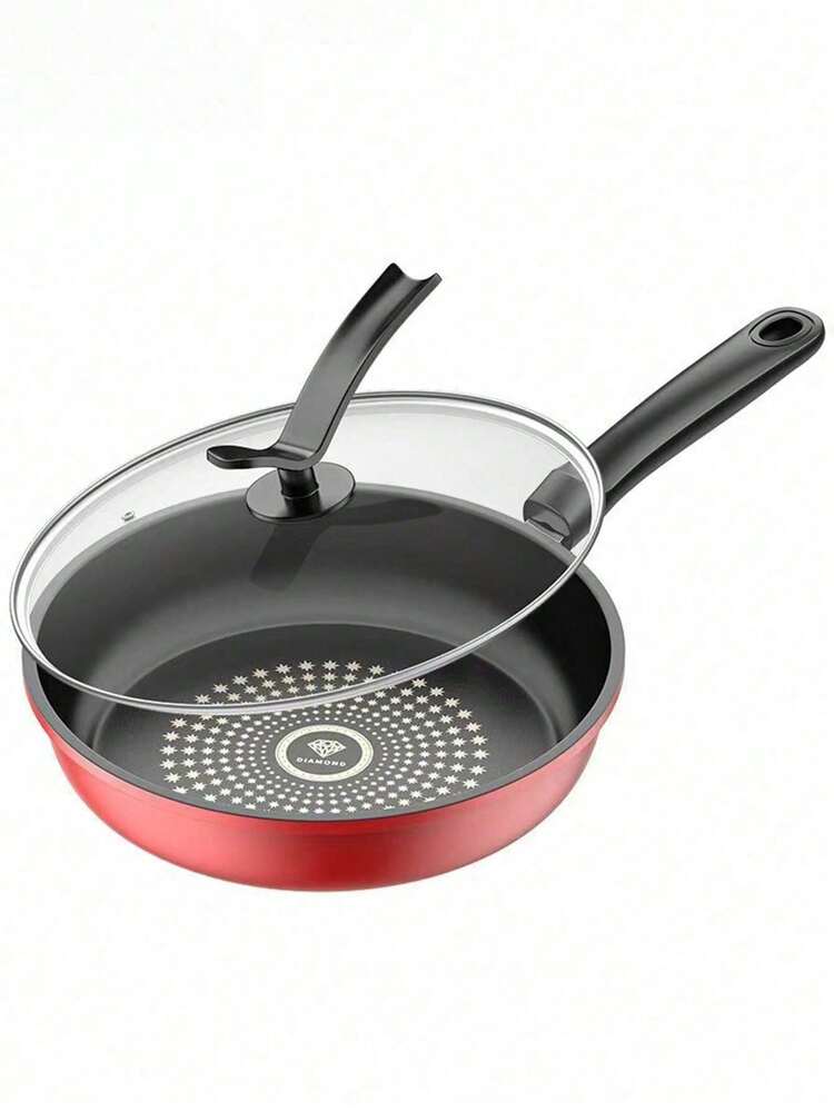 1pc 24cm Non-Stick Frying Pan With Lid, Suitable For Frying And Sautéing, Compatible With Induction Cooktop And Gas Stove, Saucepan, Cooking Pot, Stockpot, Frying Pan, Cooking Pan, Cookware Set, Healthy Pot And Flat Bottom Pot Set, Kitchen Cooking Set, With Cool-Touch Handle, Ceramic Non-Stick Stew Pot With Lid, Granite Coating - View 5