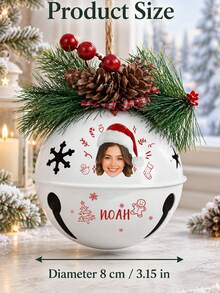 1pc Personalized Photo Christmas Bell Ornament,Custom 2026 Jingle Bell, Christmas Tree Decor,Holiday Bell Ornament, Window Entry Door Decor,Bell Ornament Custom, Christmas Gift - Red - View 6