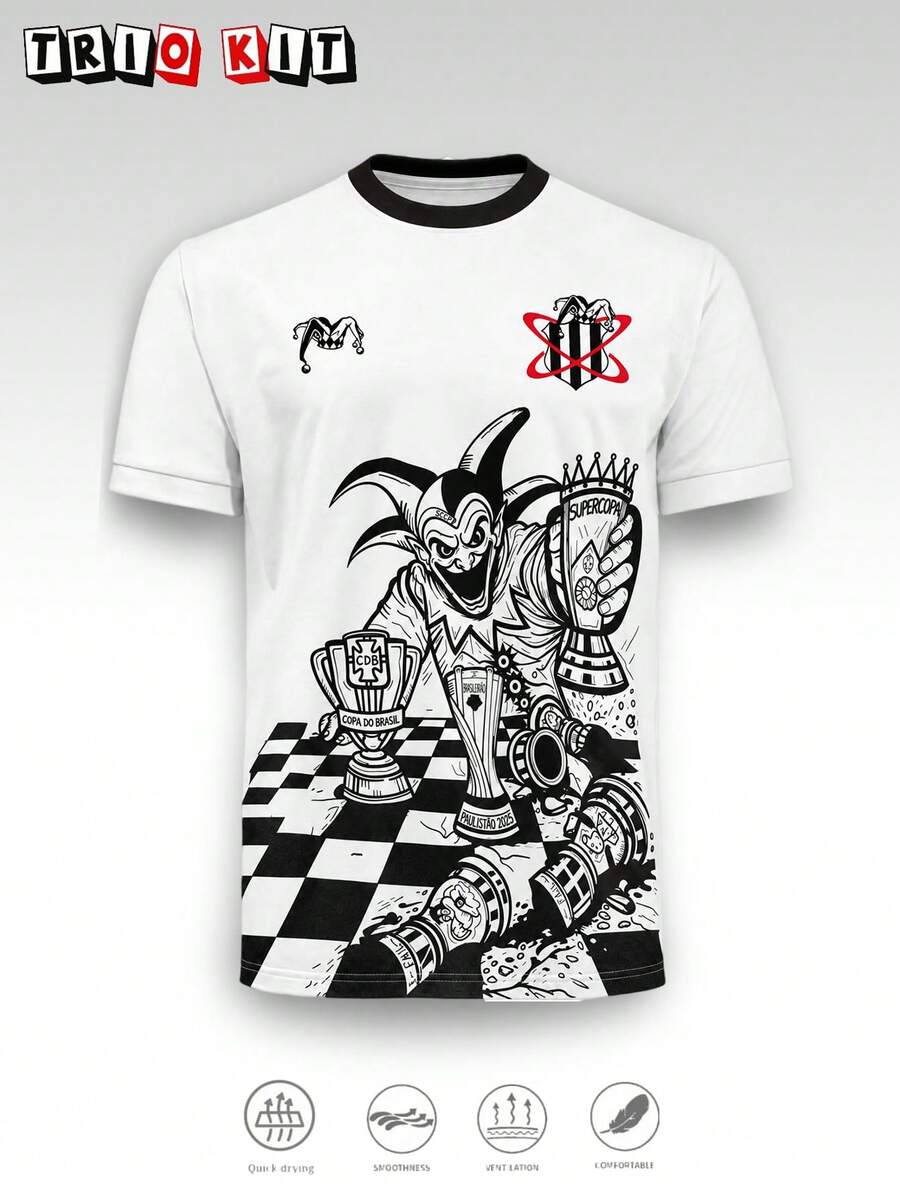 Sao Paulo Brazil Men's And Youth Jersey, Clown Pattern Design Comfortable Top, Suitable For Match, Daily Wear, Gift