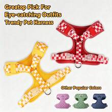 Set Harness dan Tali Anjing Motif Kotak-kotak Baru Musim Semi, Terbuat dari Kain Jala Lembut dan Bernapas, Dilengkapi Cincin Bulat di Bagian Belakang untuk Stabilitas, Desain Anti Gesekan, Ukuran Dapat Disesuaikan, Cocok untuk Anjing Kecil - Modis dan Nyaman, Ideal untuk Jalan-jalan dan Latihan Sehari-hari. Tali yang Serasi Dilengkapi Tempat Kantong Kotoran. - Hijau - View 9