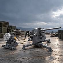 REN ZAI 1:35 Scale Military Building Block Set - 2 Models 346 Pieces - Searchlight/Flak37 Anti-aircraft Gun [Bagged] 346pcs - View 2