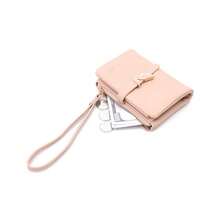 PRETTYZYS 1pc Pink Women's Short Wallet, Solid Color, 2026 New Korean Style Minimalist Fresh Leaf Snap Fold Zipper Multi-Function Card Holder Coin Purse Handbag, Daily Travel, Christmas Gift, Back To School, Valentine's Day Gift, All Season - Pink - View 4