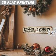 2D Flat Vintage Reindeer Barn Metal Sign - Rustic Farmhouse Wall Art Decor, 3.94X15.75 Inches, Christmas Decorative Plaque, Suitable For Home, Kitchen, Entryway, No Electricity Required (Random Style) - A - View 5