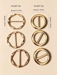6pcs Minimalist Geometric Spiral Scarf Buckles, Rhinestone Zinc Alloy Multi-Functional Buckle Rings, Suitable For Scarves, T-Shirt Hems, Shirts, Fashion Accessories - View 9