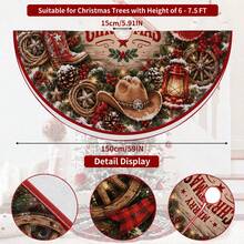 1 buah Rok Pohon Natal Motif Topi dan Sepatu Denim, Dekorasi Liburan Warna Elegan, 5 Ukuran, Hadiah Liburan Unisex, Cocok untuk Dekorasi Rumah dan Pesta Natal - Topi dan sepatu bot koboi di sekitar - View 10
