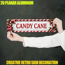 Papan Tanda Vintage Datar 2D - "Logo Permen Tongkat Bergaris Merah & Putih" - Cocok Untuk Dekorasi Rumah, Ruang Santai Pria, Dapur, Luar Ruangan, Kamar Mandi, Kafe, Garasi, Teras, dan Kamar Tidur, Dekorasi Rumah Vintage Buatan Tangan (Gaya Acak) - A - View 7