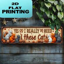 2D Flat Decorative Metal Sign With Cat And Text - Vintage Wall Art Decor For Home, Salon, Club - 4 X 16 Inches (Random Style) - A - View 6