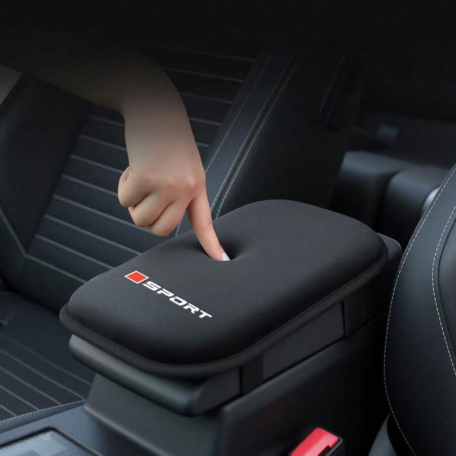 1pc Car Armrest Support Cushion, Sports Logo Car Interior Cushion, Universal Car Accessory - Multicolor - View 1